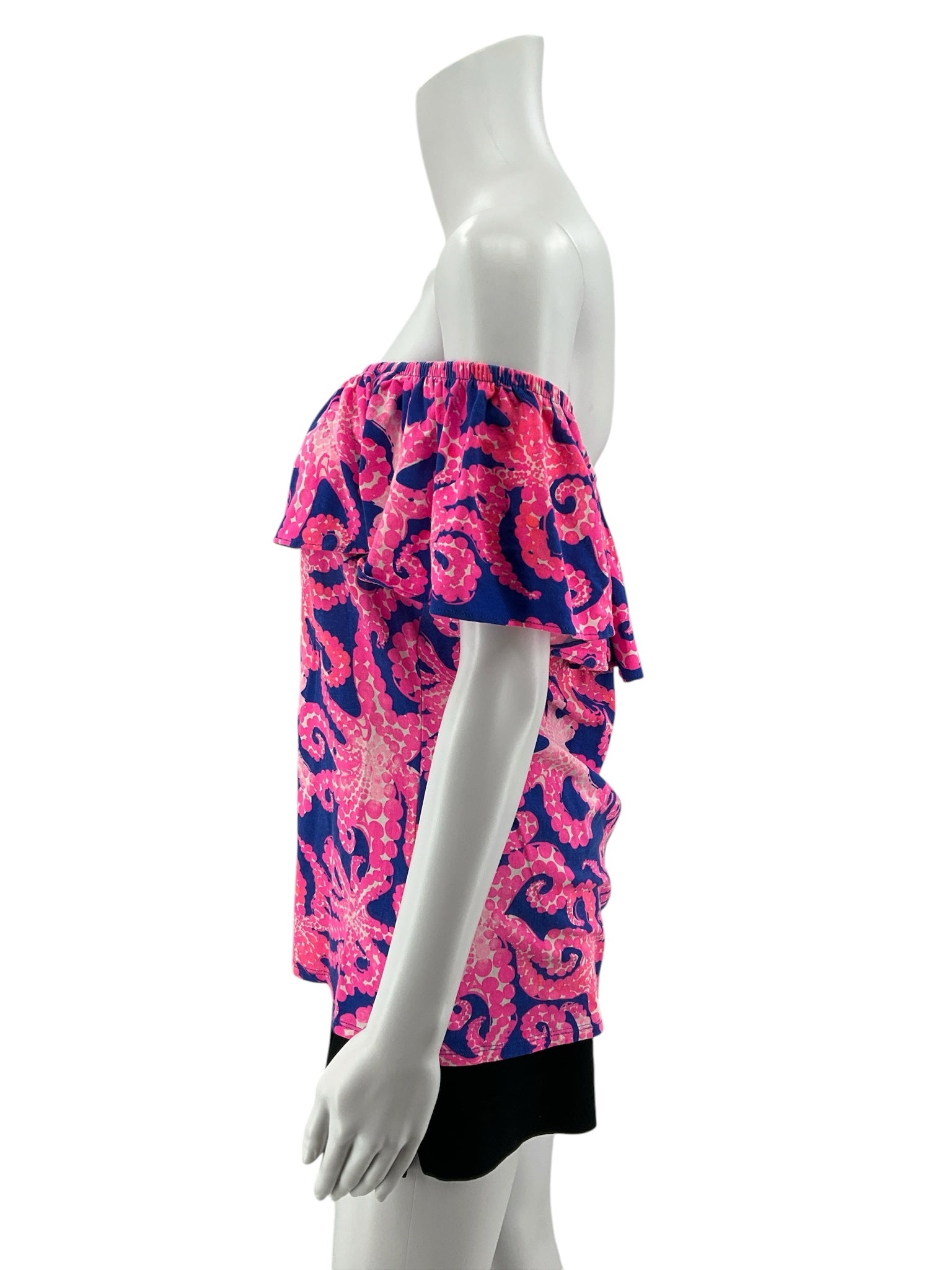 Lilly Pulitzer Sloane Off The Shoulder Top Upstairs Downstairs Print Size Large