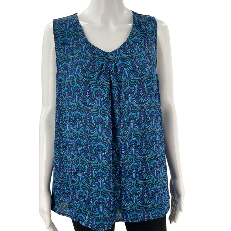 Coldwater Creek Blue/Green Print Pre-Owned Ladies Top - Size Large - Margaret’s Fine Consignment