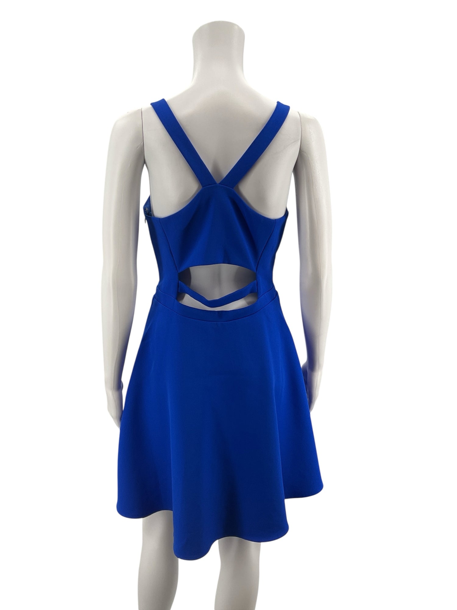 Express Royal Blue Fit and Flare Royal Blue Cutout Fit &amp; Flare Mini Dress Size 6 - Size 6