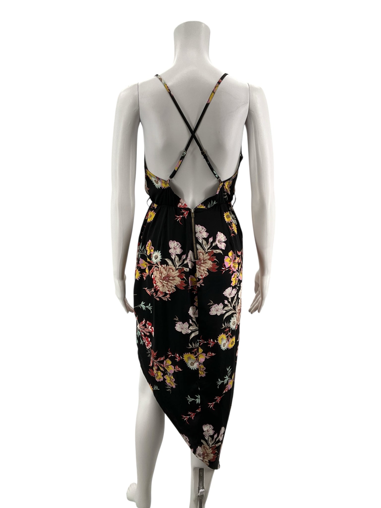 Material Girl Black/Multi Floral Pre-Owned Ladies Dress - Size 4