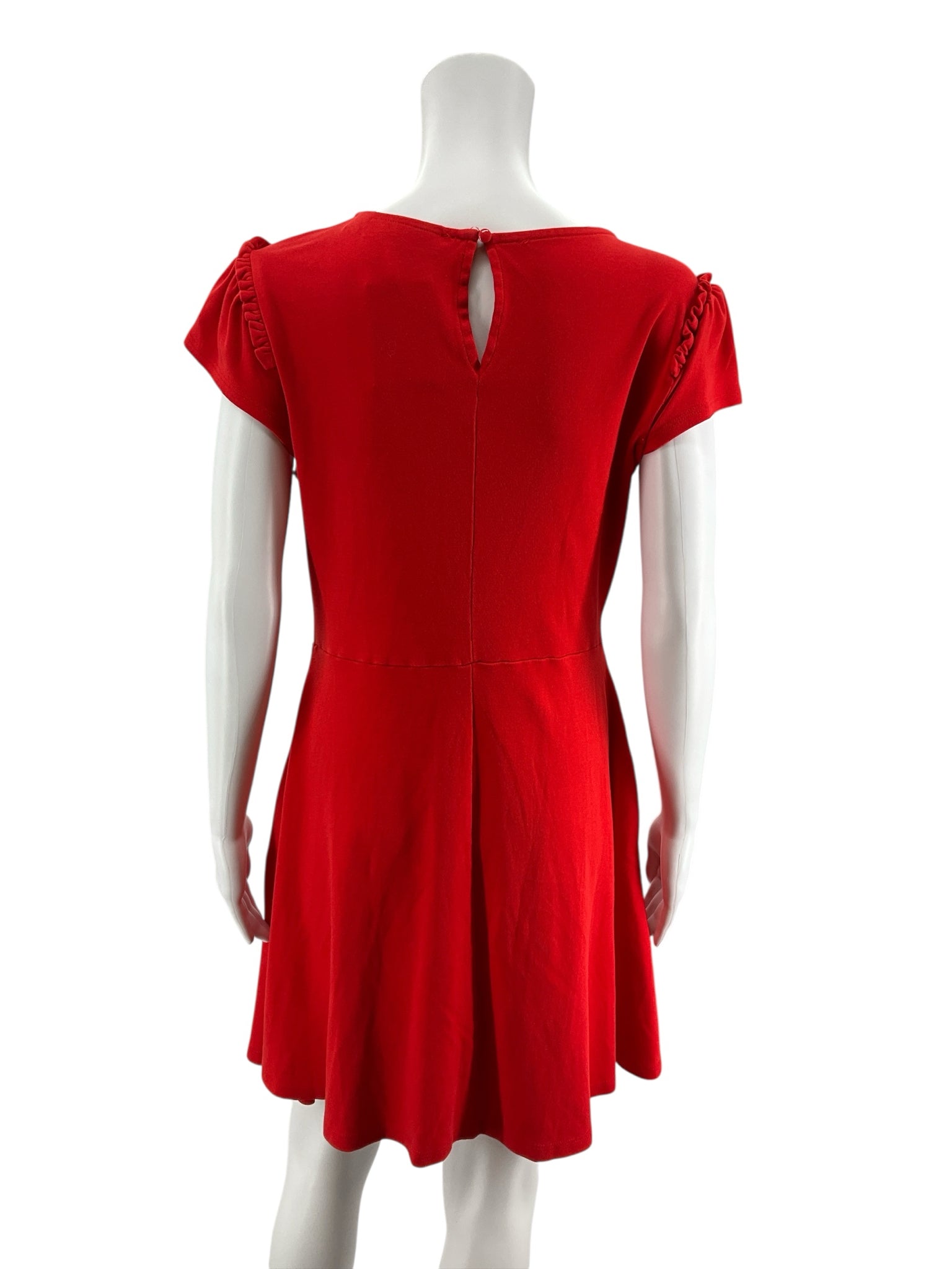 New York &amp; Co Size M Red Solid Pre-Owned Ladies Dress