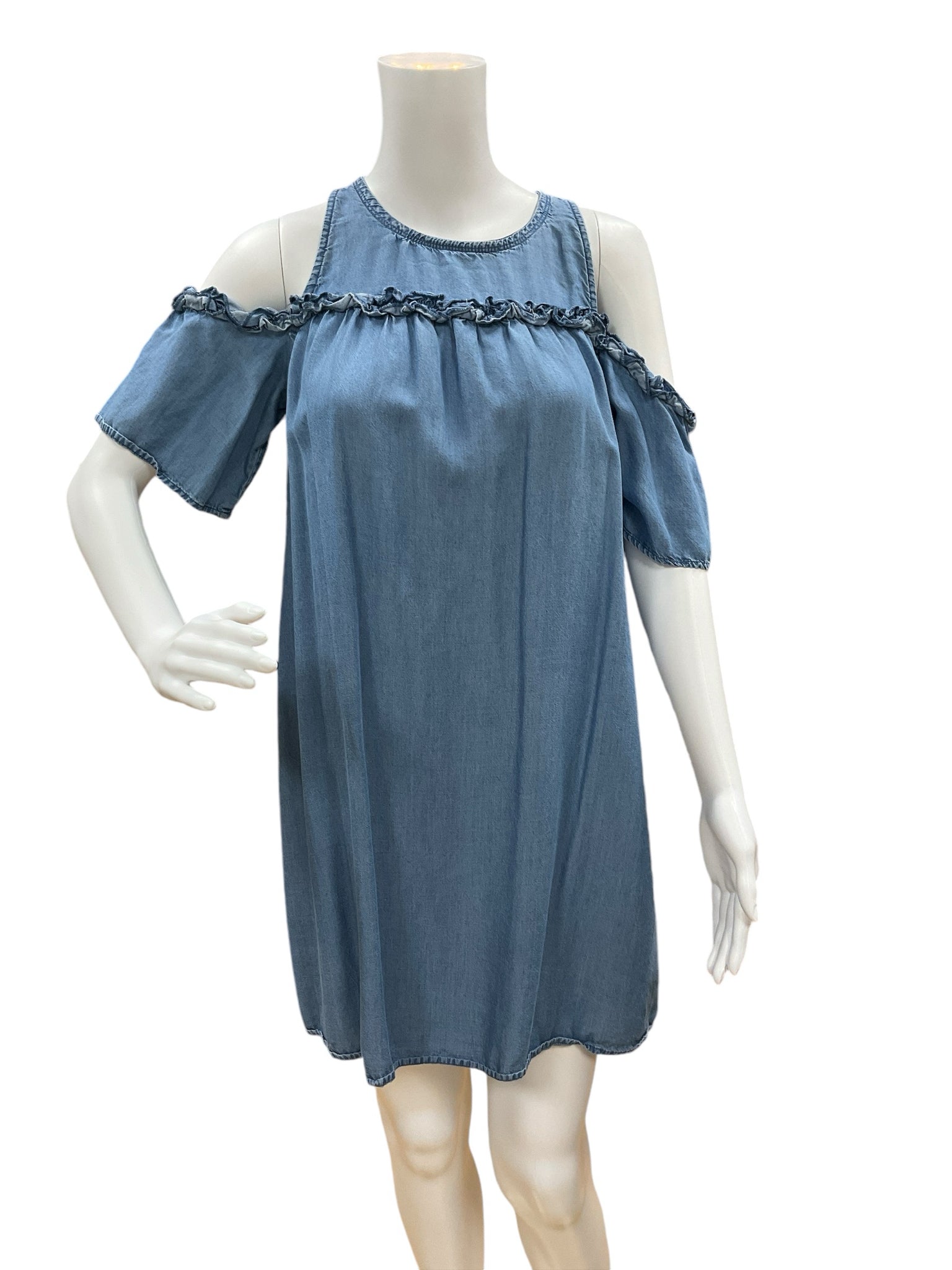 Lauren Conrad Blue Chambray Dress Size Small - close up