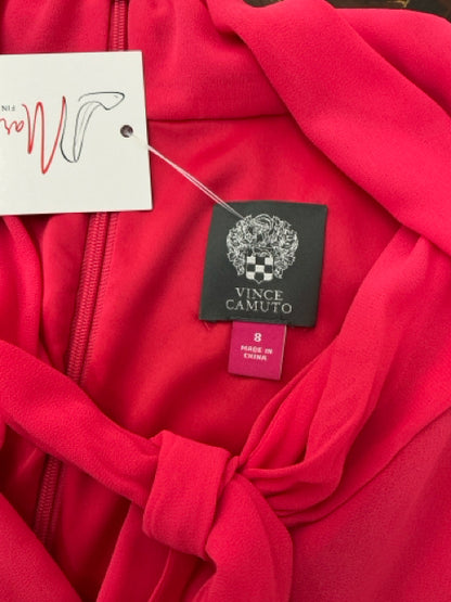 Vince Camuto Fuchsia Red Tie-Neck Flutter Sleeve Dress | Size 8