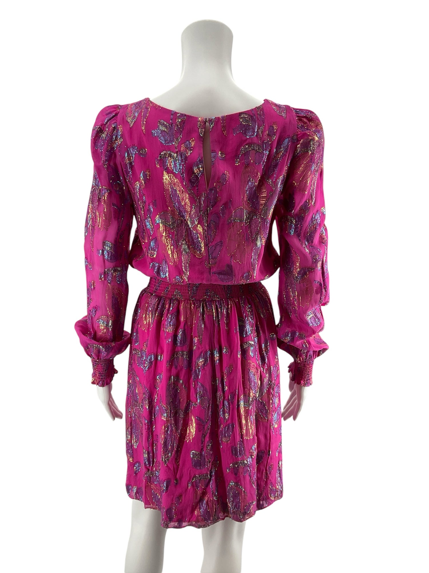 Lilly Pulitzer Darlah Silk Blend Mini Dress Fuchsia Fish Jacquard Size 2