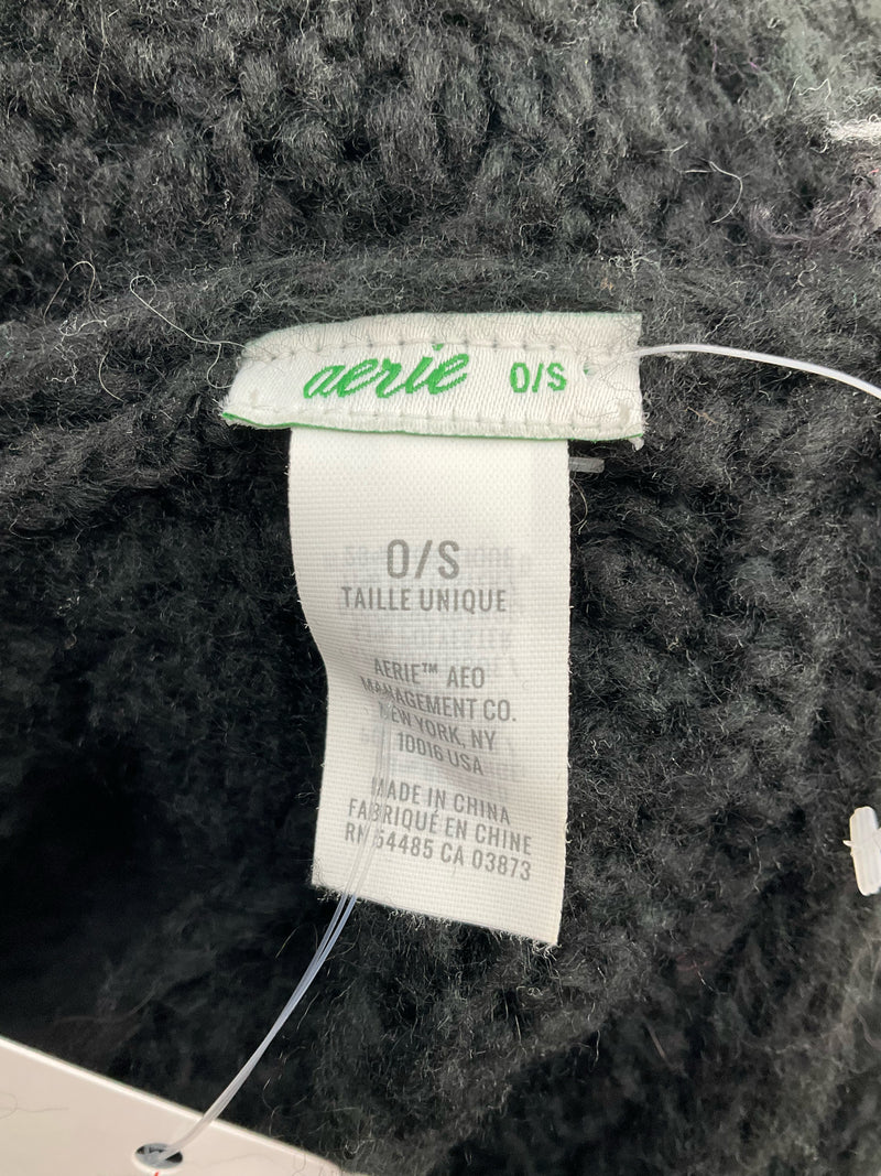 Aerie Black Fringe Pre-Owned Ladies Poncho - Size One Size Fits Most