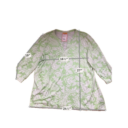 Ruby Rd. Green &amp;amp; White Paisley Notch Neck Tunic Top XL