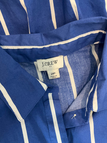 J. Crew blue/white Mini Striped Puff Sleeve Mini Shirtdress with Pockets Blue White Size 2P - Size 2P