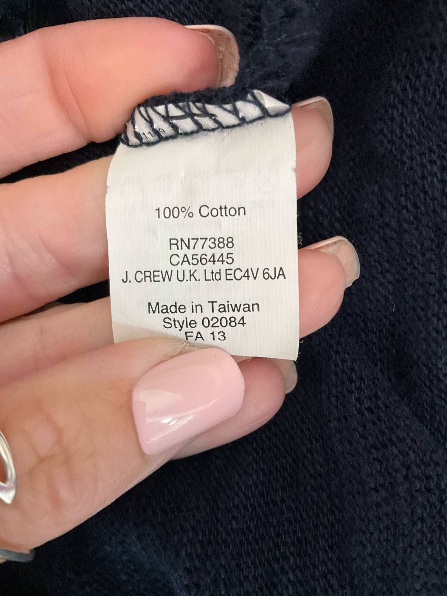 J. Crew French Graphic Print Boatneck Top Size Medium Navy White Pre-Owned