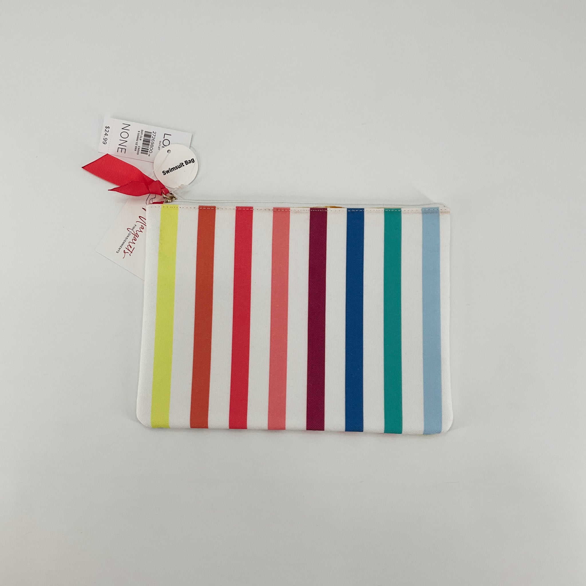 LOFT Outlet Rainbow Stripe Swimsuit Wet Bag Pouch NWT