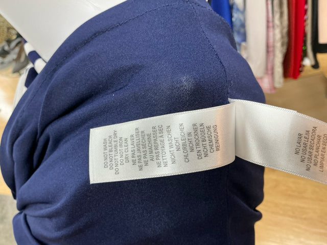 Adrianna Papell Navy/White Print Pre-Owned Ladies Dress - Size 4