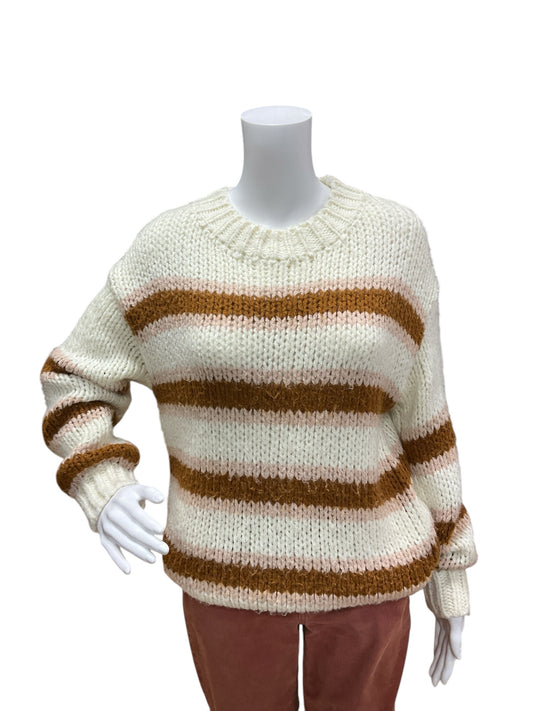 Lystical Size S cream/rust Stripe Pre-Owned Casual Top