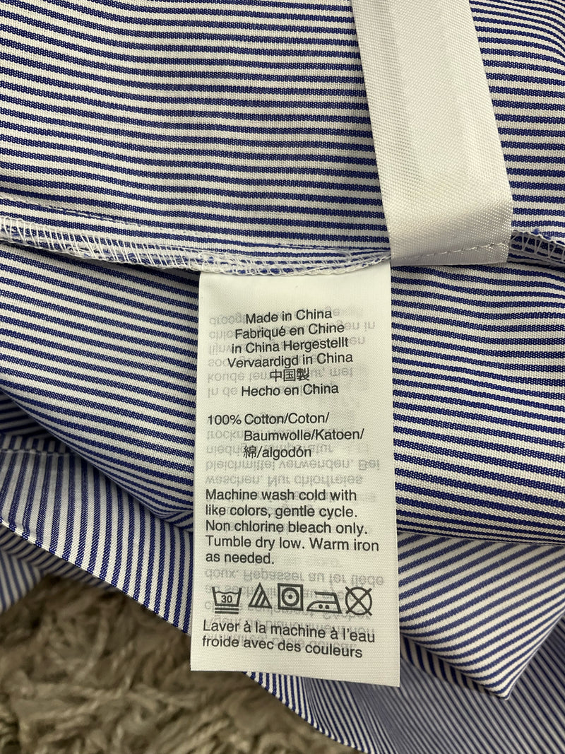 J Crew Blue/White Pinstripe Pre-Owned Ladies Top - Size 6