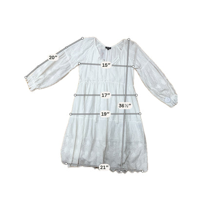 Tolani White Boho White Cotton Eyelet Tiered Bohemian Mini Dress Size Small - Size S