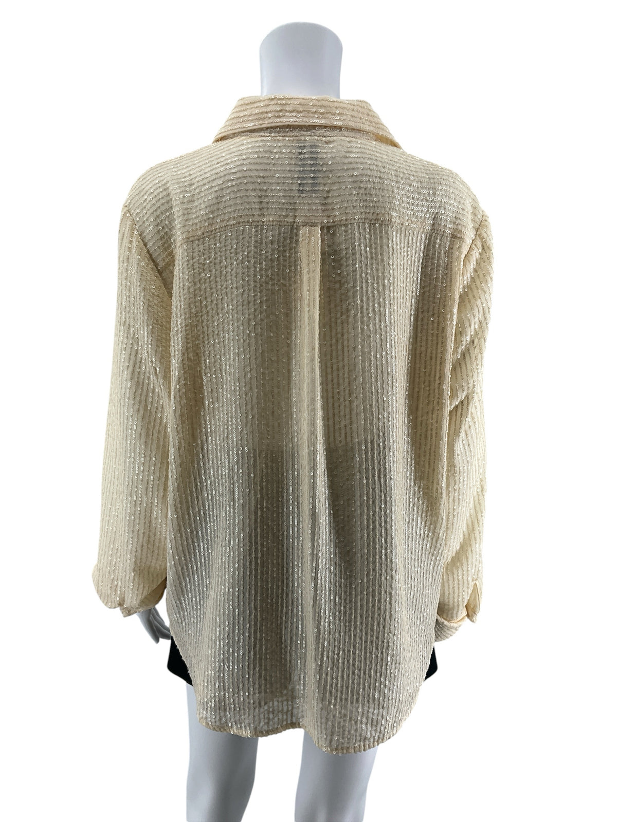 Anthropologie Ethereal Sequin Button-Down Blouse Cream XL NWT - ONLINE ONLY