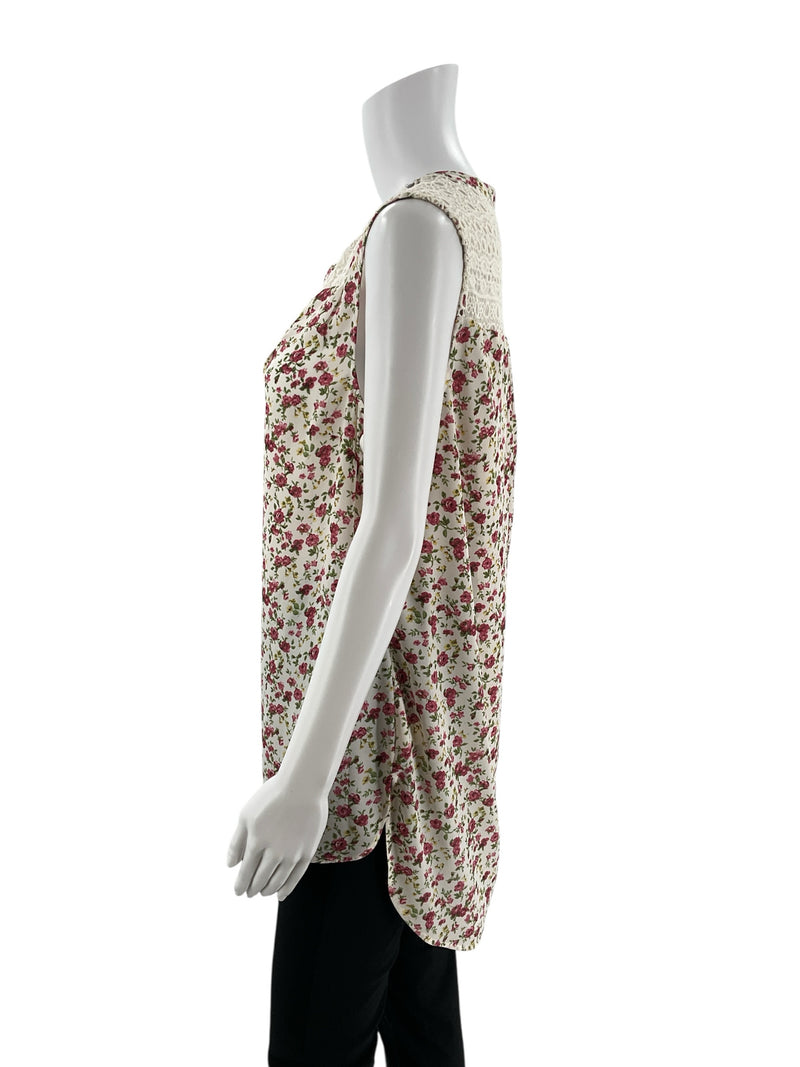Daniel Rainn Cream/Multi Floral Pre-Owned Ladies Top - Size Medium