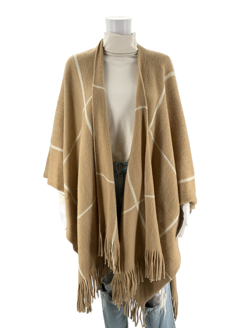 Vince Camuto Tan/Cream Plaid Pre-Owned Ladies Shrug - One Size Fits Most