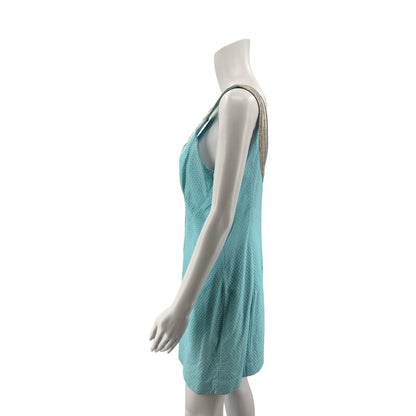 Lilly Pulitzer Kenzie Dress Size 6 Resort Aqua Gold Beaded V-Neck Mini