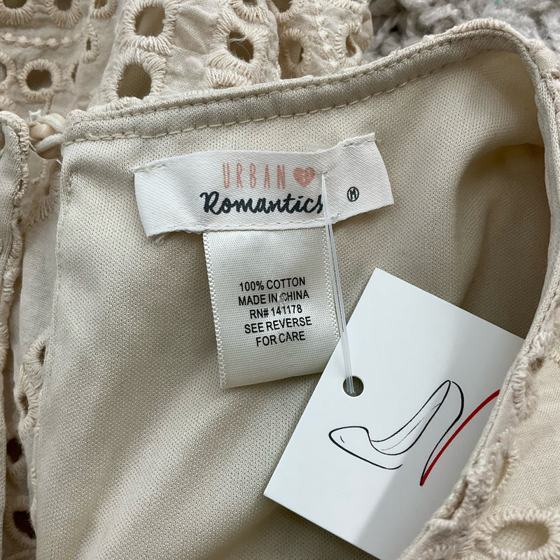 Urban Romantics Tan Eyelet Pre-Owned Ladies Top - Size Medium - Margaret’s Fine Consignment