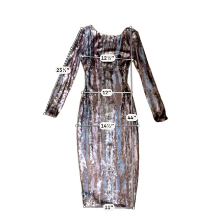 Dress the Population gold/silver/pink Cocktail Emery Long Sleeve Sequin Bodycon Midi Dress Size XS - Size XS
