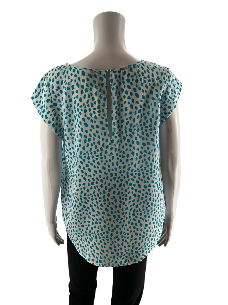 Joie White/Turquoise Print Pre-Owned Ladies Top - Size Small