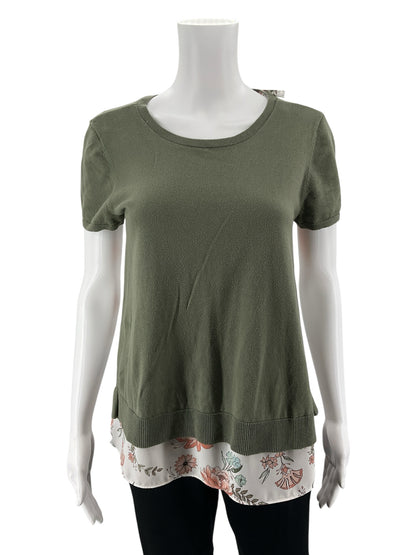 Loft Outlet Floral Layered Mixed-Media Top | Size Small - ONLINE ONLY