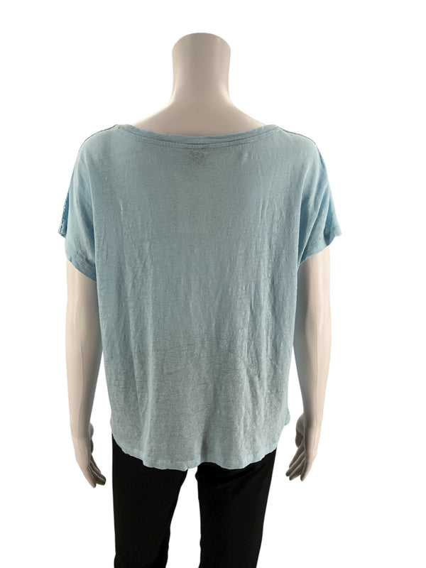 Ann Taylor Light Blue Solid Pre-Owned Ladies Top - Size Large