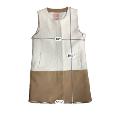 GB Colorblock Sleeveless Tunic Vest Wool Blend Cream Taupe XS
