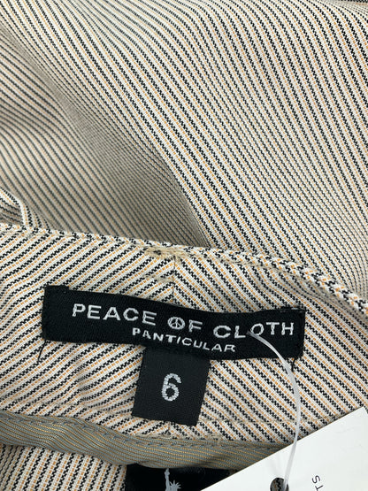 Peace Of Cloth Particular Tan Pant Tan Pinstripe Straight Leg Trousers Size 6 - Size 6