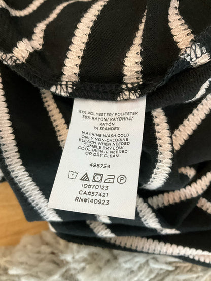 LOFT Striped Keyhole Tie-Back Knit Top Black White NWT Size XS - ONLINE ONLY