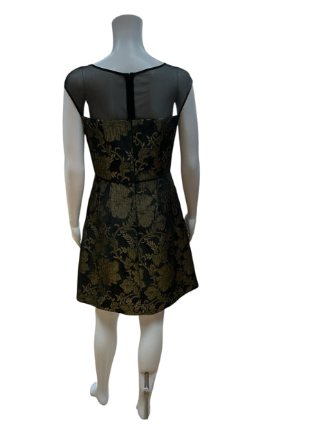 Adrianna Pappel Black/Gold Print Pre-Owned Ladies Dress - Size 2