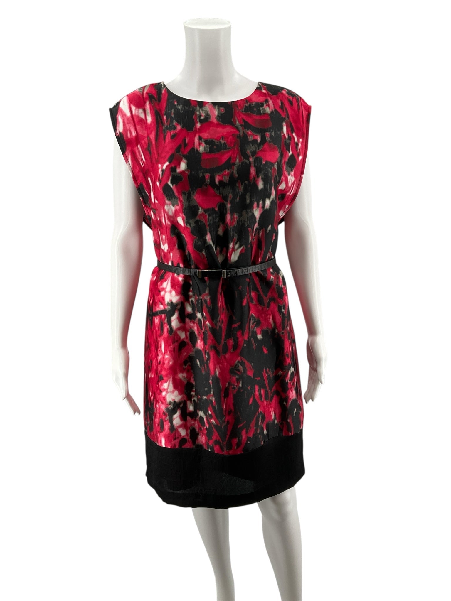 Anne Klein Pink/Black Print Pre-Owned Ladies Dress - Size 12 Petite