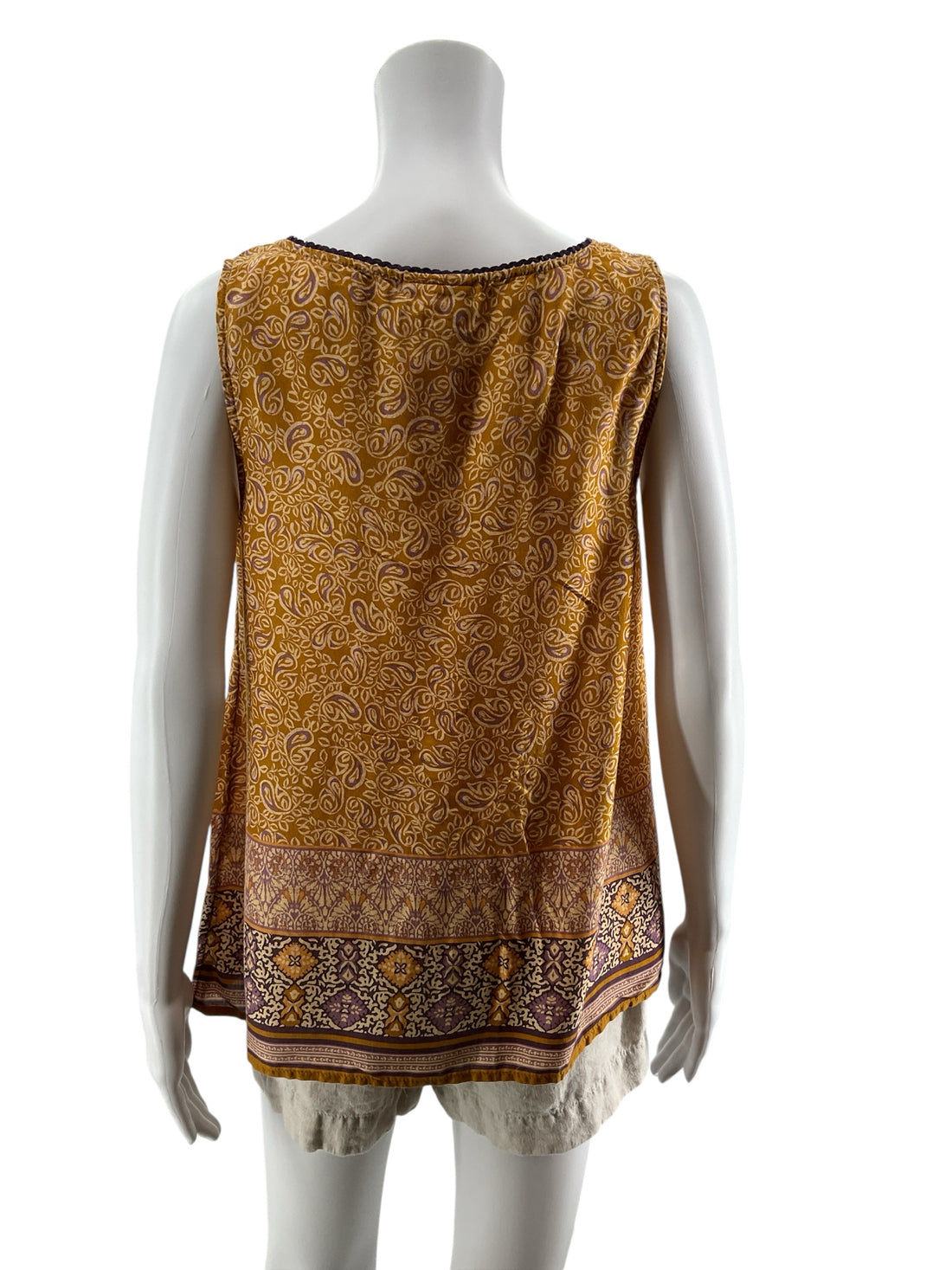 J. Jill Tencel Border-Print Paisley Tank Top | Size Small Petite