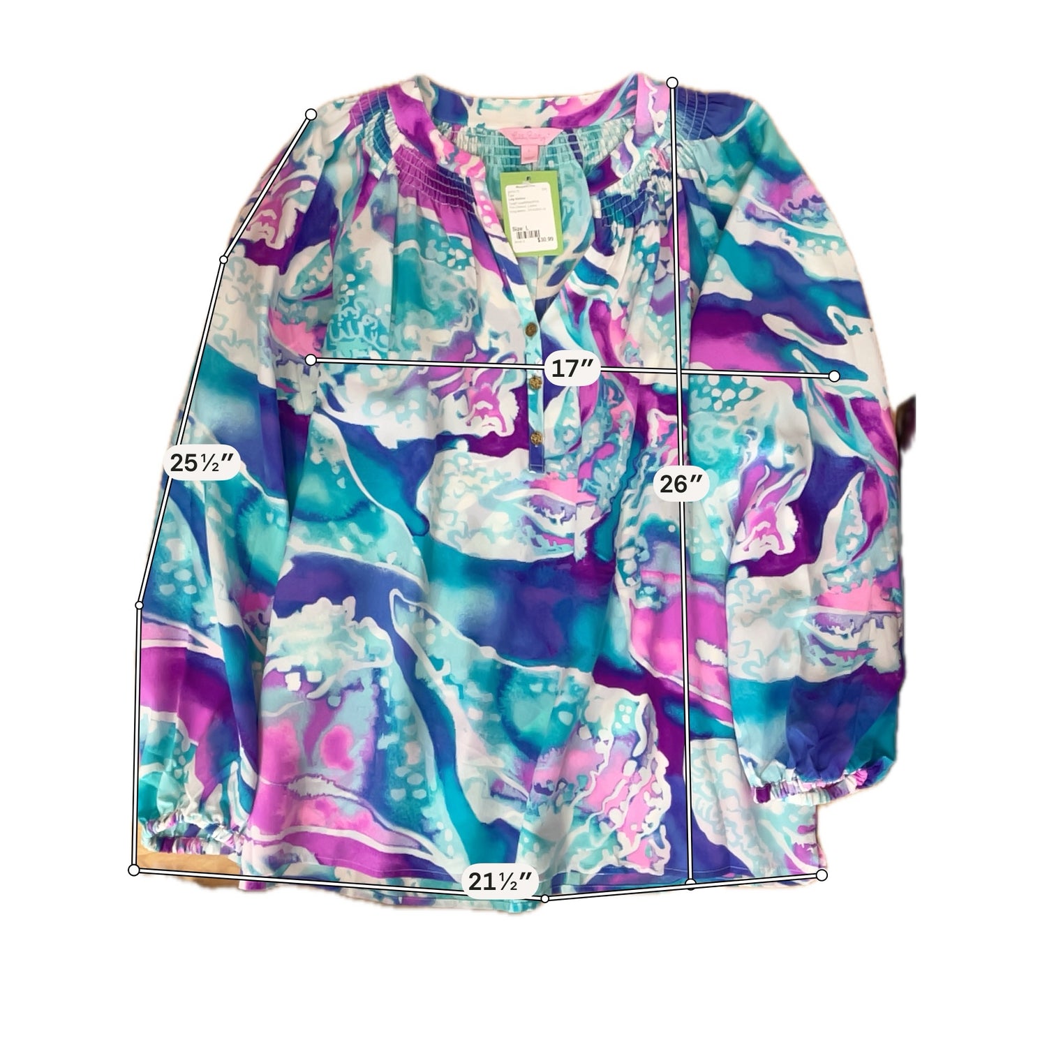 Lilly Pulitzer Elsa Silk Top La Playa Print Blouse Size Large