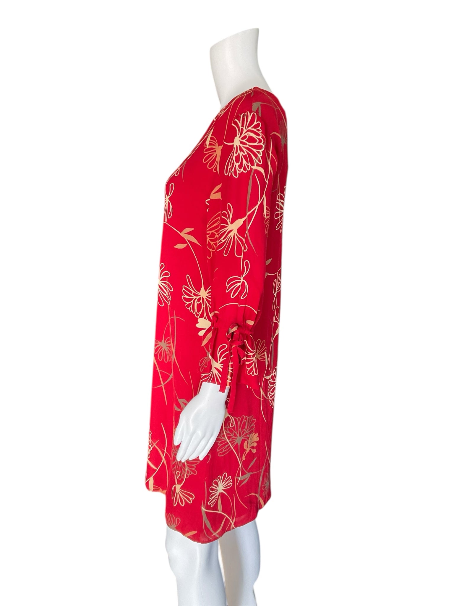 Tyler Boe Red &amp; Tan Floral Dress – Women’s Size Small - ONLINE ONLY