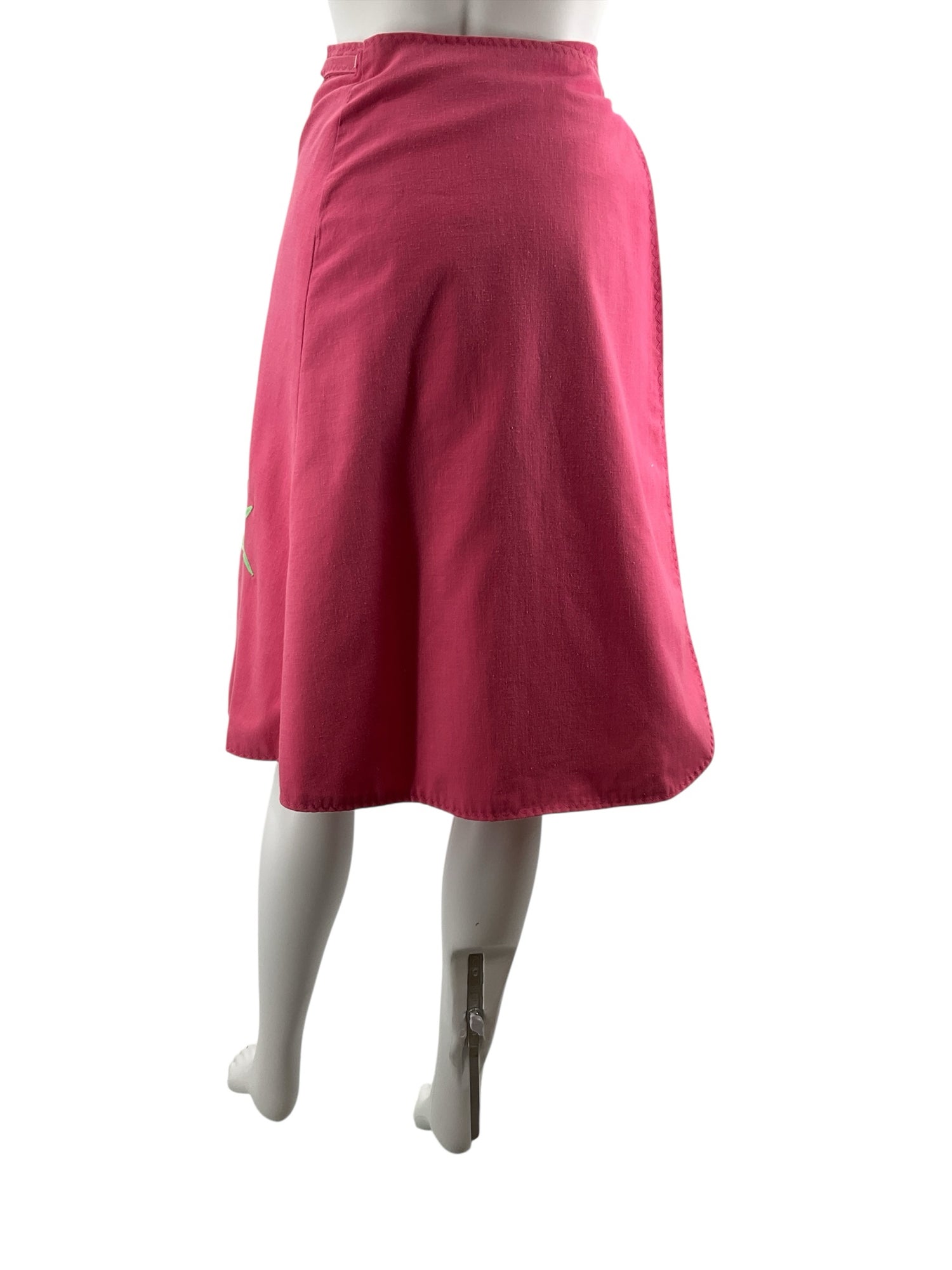 The Pond Vintage Toucan Appliqué Wrap Skirt Size M Pink Tropical Retro