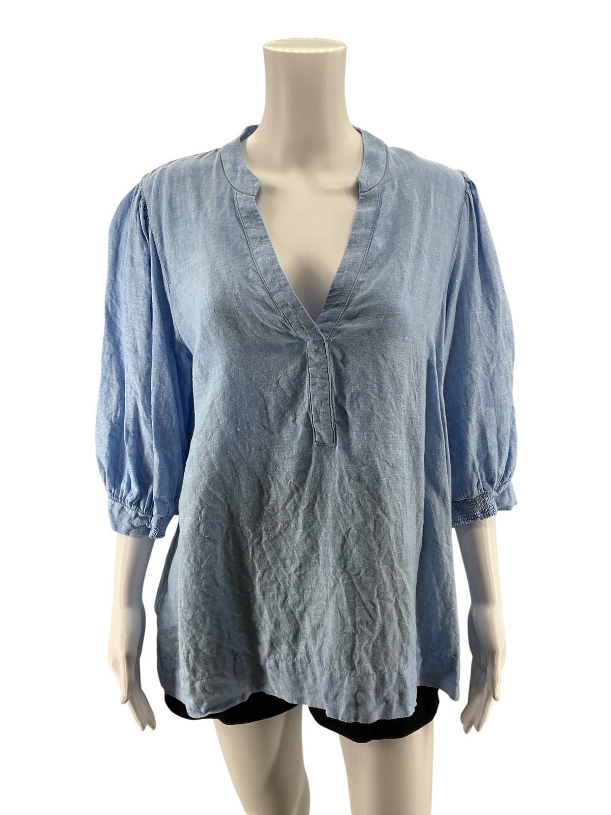Lilly Pulitzer Tisbury Linen Popover Top Blue Grotto Size 14