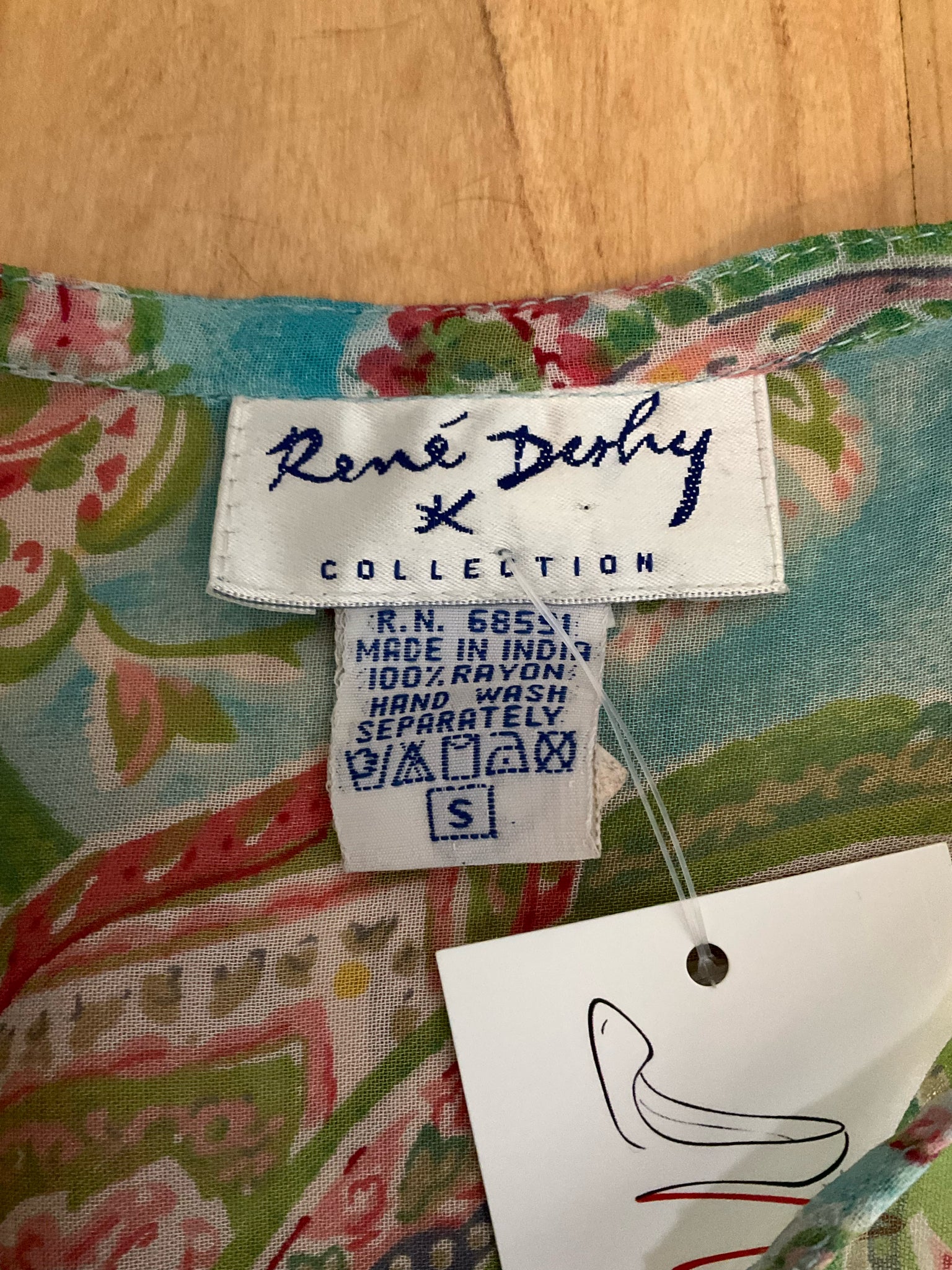 René Derhy Paisley Boho Button-Front Rayon Blouse Top Size Small