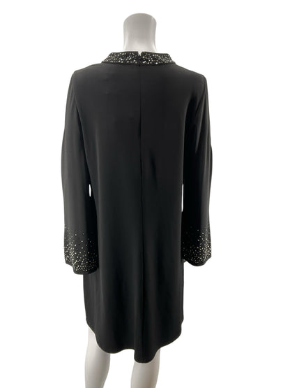 Jessica Howard Black Rhinestone Cold Shoulder Dress Size 14 Cocktail Party LBD