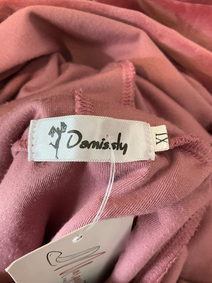 Domisily Crushed Velour Oversized Pullover Hoodie Sweatshirt XL Mauve