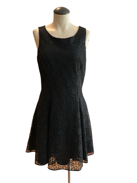 Rampage Black Floral Lace Fit &amp; Flare Sleeveless Dress Size 9