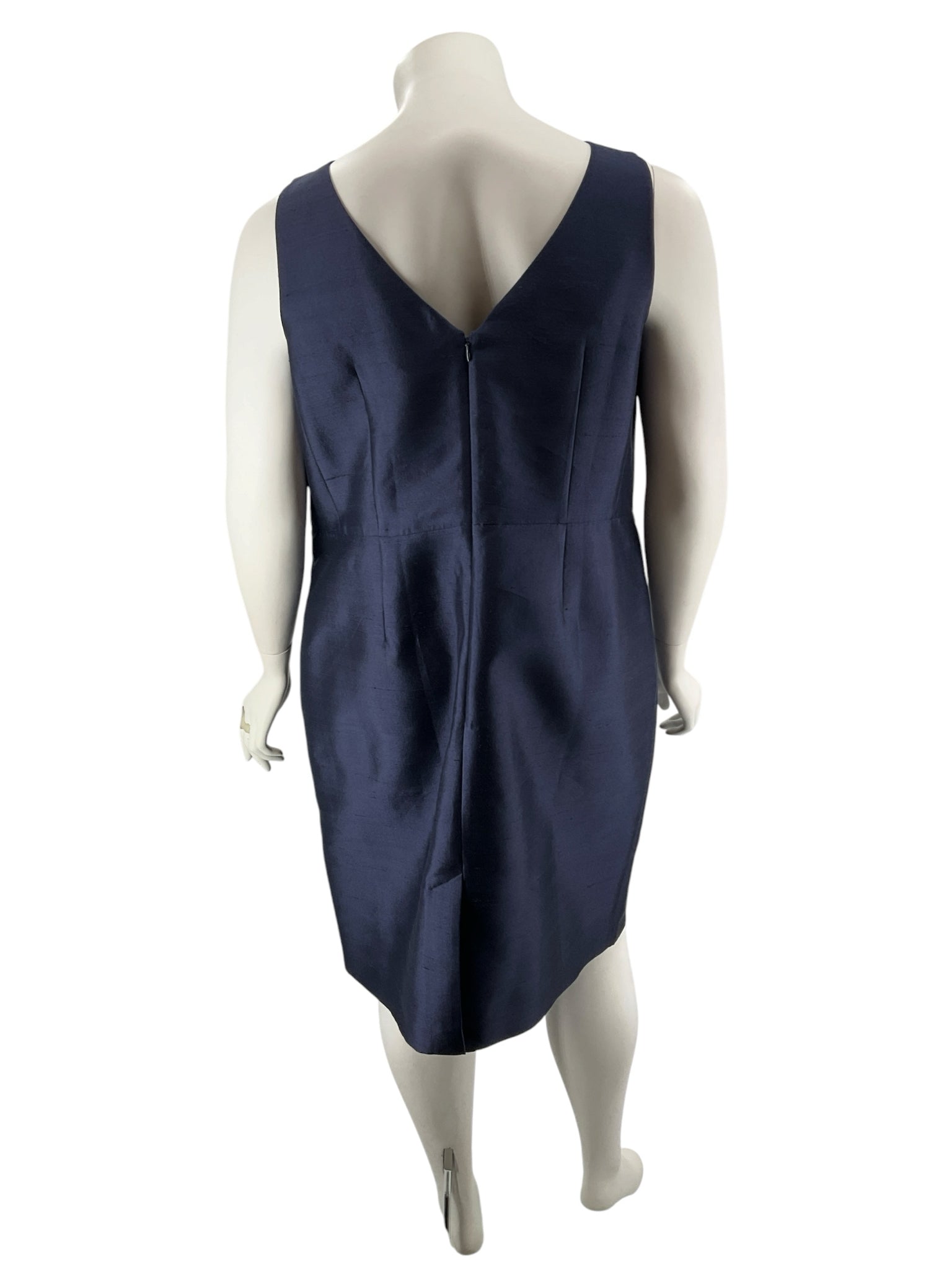 Talbots Woman Navy Silk Wool Blend Sheath Dress Size 18W