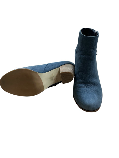 Cole Haan Hayes Suede Block Heel Ankle Boots Blue Size 7.5