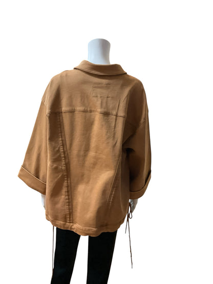 Pilcro and the Letterpress Anthropologie Camel Tan Utility Jacket 3/4 Sleeve Size Large