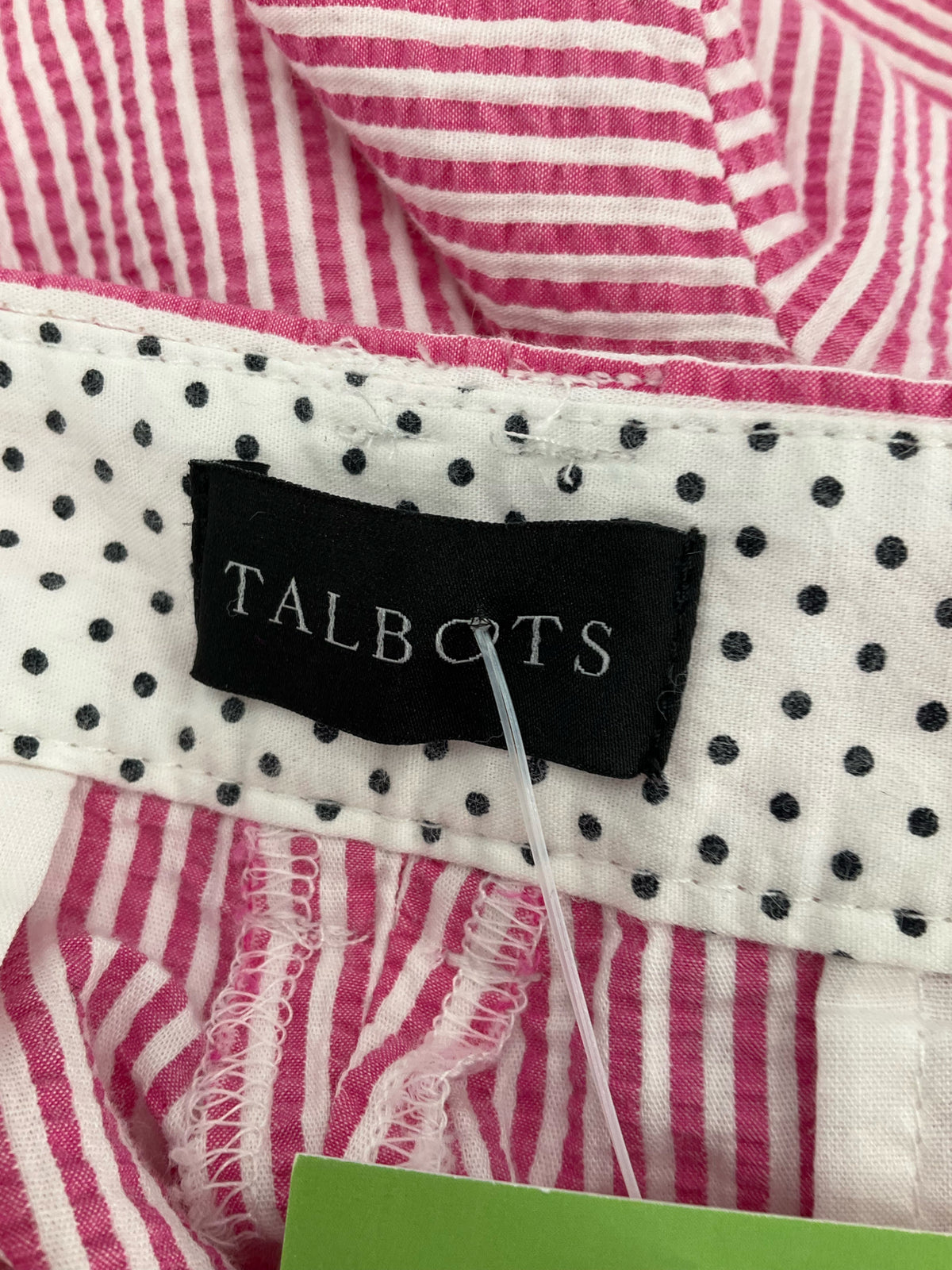 Talbots Pink &amp;amp; White Seersucker Stripe Side-Tab Crop Pants Size 16