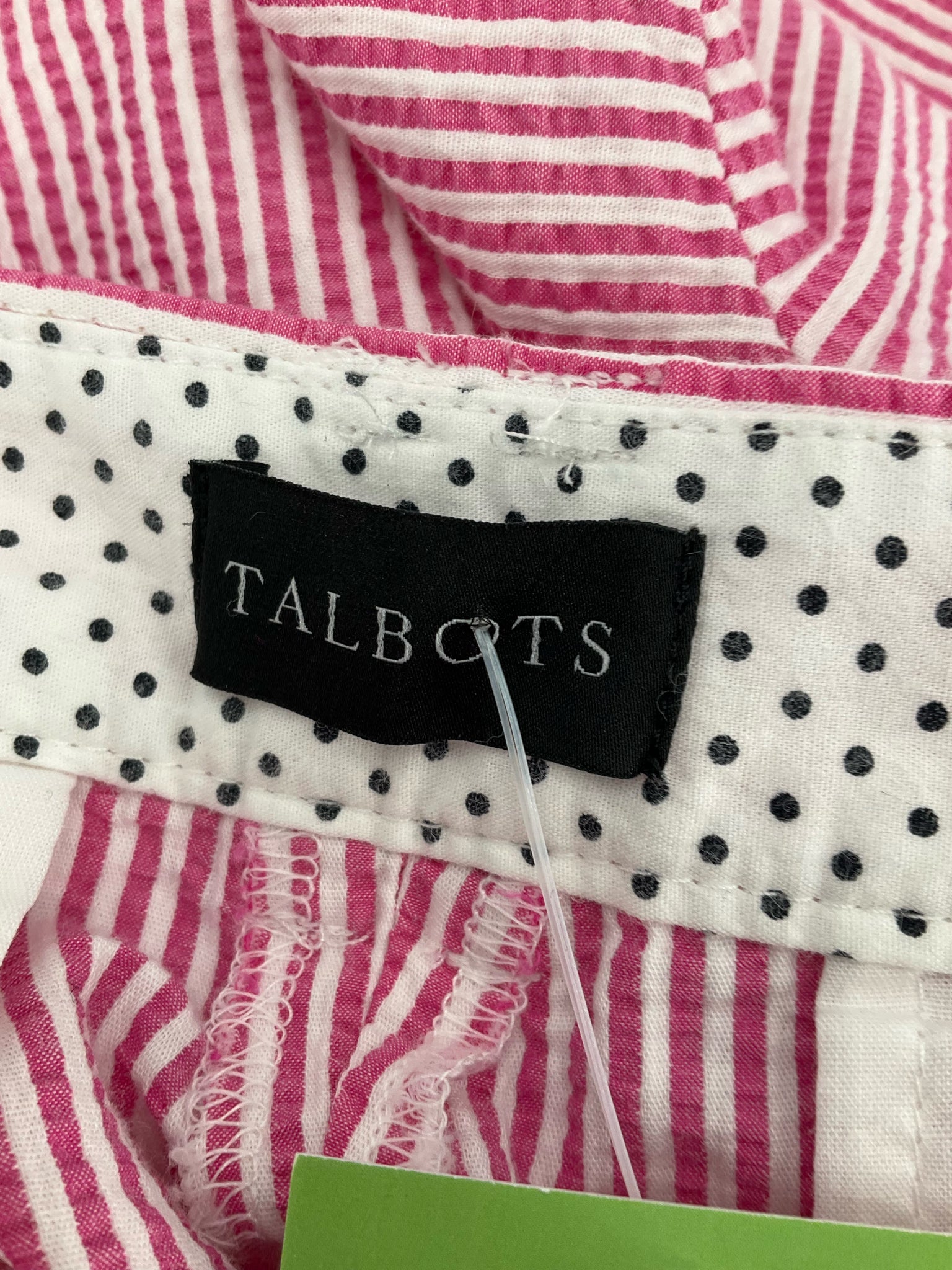 Talbots Pink &amp;amp; White Seersucker Stripe Side-Tab Crop Pants Size 16