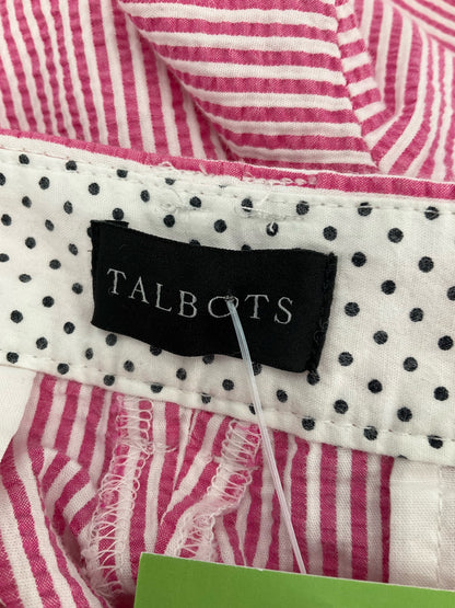 Talbots Pink &amp;amp; White Seersucker Stripe Side-Tab Crop Pants Size 16