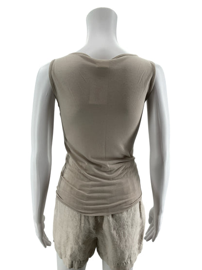 Abercrombie &amp; Fitch Draped Cowl Neck Ruched Tank Top Tan Size Small