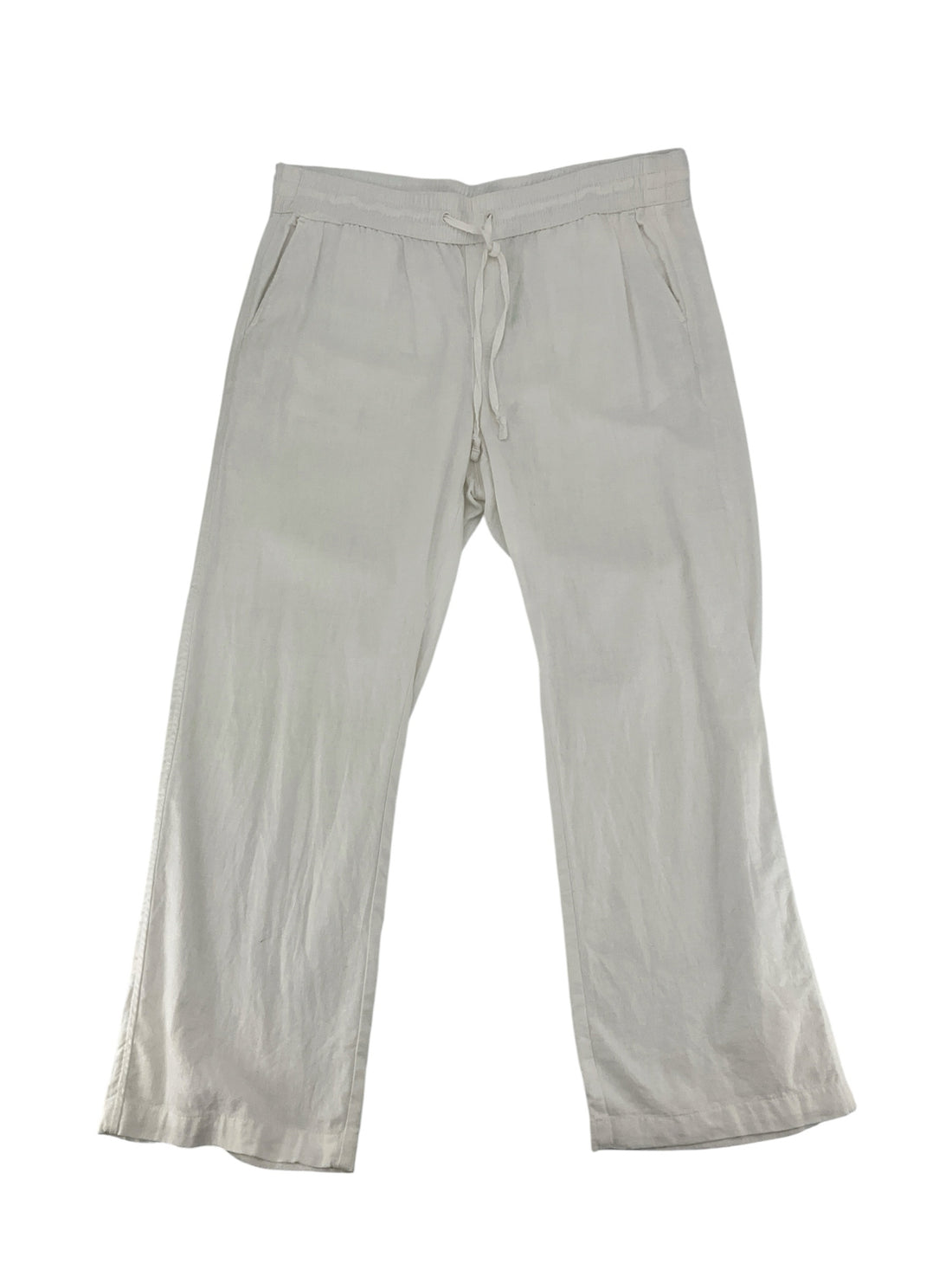 Ann Taylor Factory Linen Blend Drawstring Pull-On Pants White Size Large - ONLINE ONLY