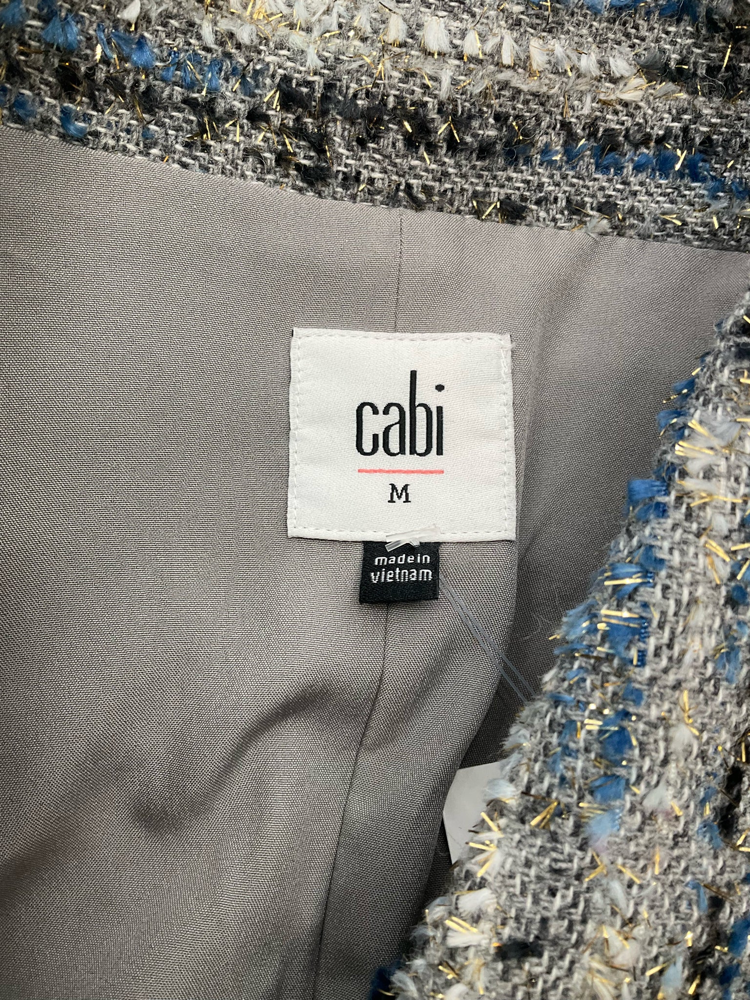 Cabi Thespian Jacket Blue Black Bouclé Tweed Double Breasted Blazer Medium - ONLINE ONLY
