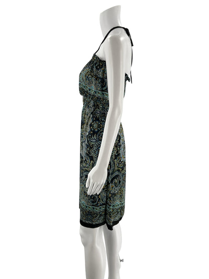 Classique Black/Blue Paisley Pre-Owned Ladies Dress - Size Small